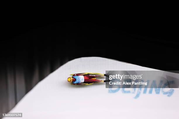 Julia Taubitz of Team Germany slides during the Women's Singles Luge Run 4 on day four of the Beijing 2022 Winter Olympic Games at National Sliding...