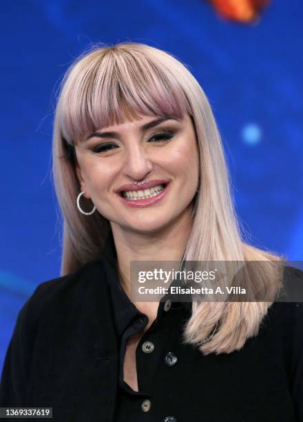 Rosalba Pippa aka Arisa attends the photocall of the tv show "Il Cantante Mascherato" at Auditorium Rai on February 08, 2022 in Rome, Italy.