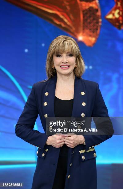Milly Carlucci attends the photocall of the tv show "Il Cantante Mascherato" at Auditorium Rai on February 08, 2022 in Rome, Italy.