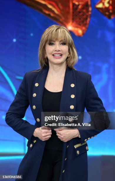 Milly Carlucci attends the photocall of the tv show "Il Cantante Mascherato" at Auditorium Rai on February 08, 2022 in Rome, Italy.