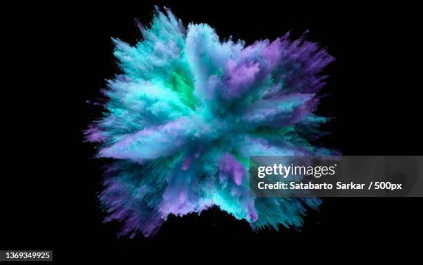 close-up of purple flower against black background - powder paint stock pictures, royalty-free photos & images