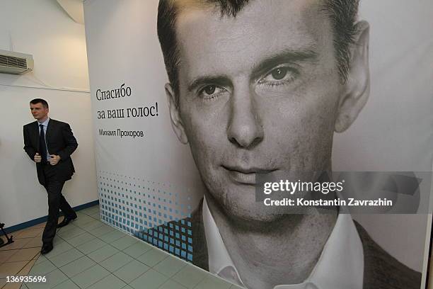 Russian businessman and candidate for Presidential Elections Mikhail Prokhorov meets with supporters and local residents during a public reception on...