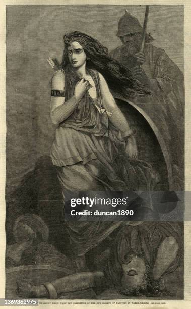 ilustraciones, imágenes clip art, dibujos animados e iconos de stock de dar-thula, heroína trágica de deirdre en la leyenda irlandesa - celtic