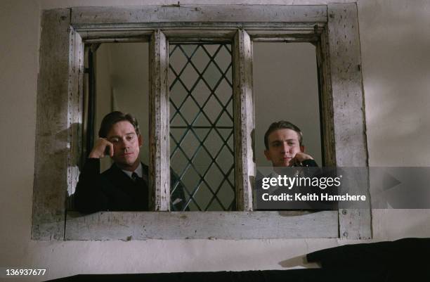 English actors Anthony Andrews and Alex Lowe as ghostly siblings in a scene from the film 'Haunted', 1995.