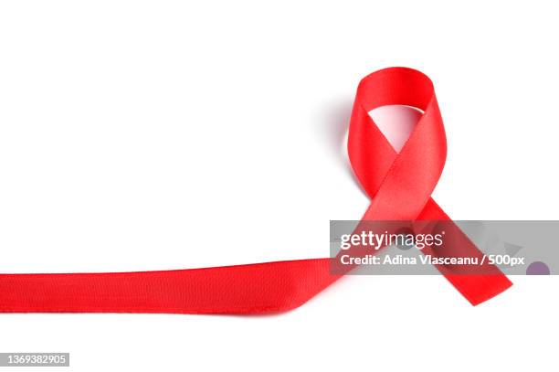 aids awareness red ribbon on white background - hiv test 個照片及圖片檔