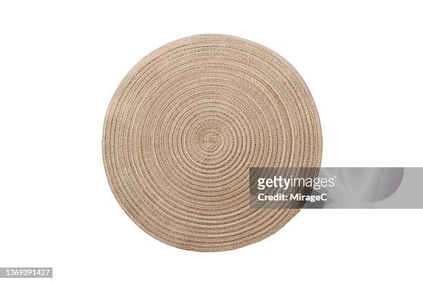 hemp place mat isolated on white - jute stock pictures, royalty-free photos & images