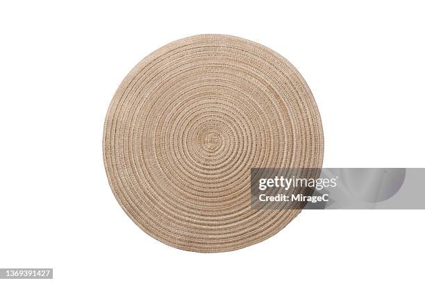 hemp place mat isolated on white - heritage round one imagens e fotografias de stock