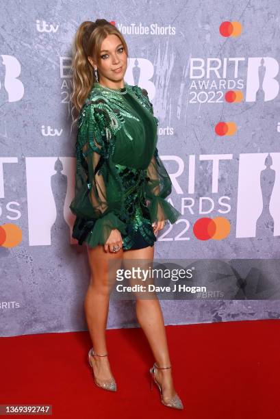 Becky Hill attends The BRIT Awards 2022 at The O2 Arena on February 08, 2022 in London, England.
