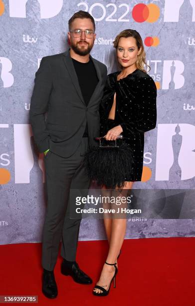 Iain Stirling and Laura Whitmore attend The BRIT Awards 2022 at The O2 Arena on February 08, 2022 in London, England.