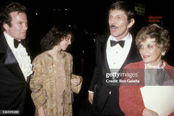 William Shatner, wife Marcy Lafferty, Leonard Nimoy and wife Sandra Zober attend Pro Peace Rally on March 1, 1986 in Los Angeles, California.