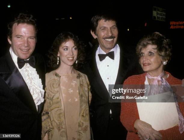William Shatner, wife Marcy Lafferty, Leonard Nimoy and wife Sandra Zober attend Pro Peace Rally on March 1, 1986 in Los Angeles, California.