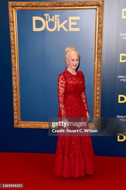 Dame Helen Mirren arrives at Trafalgar Square ahead of the UK Premiere of "The Duke" at The National Gallery on February 08, 2022 in London, England.