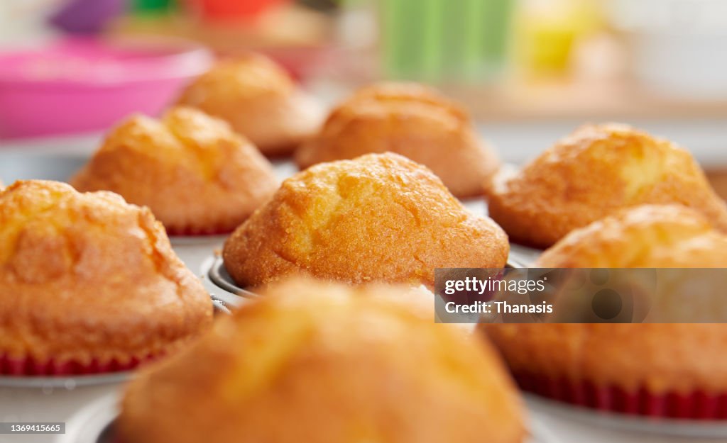 Freshly baked banana muffins