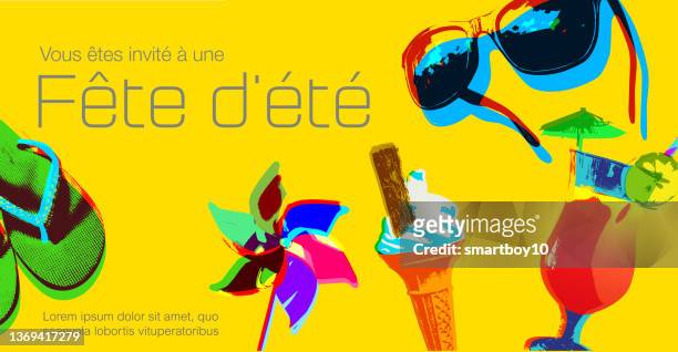 hello summer in french, bonjour l'été - french culture stock illustrations stock illustrations
