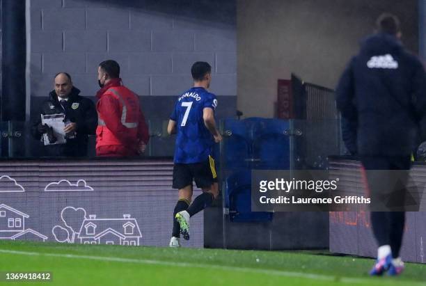 Cristiano Ronaldo of Manchester United leaves the field of play as soon as the final whistle blows following their draw in the Premier League match...