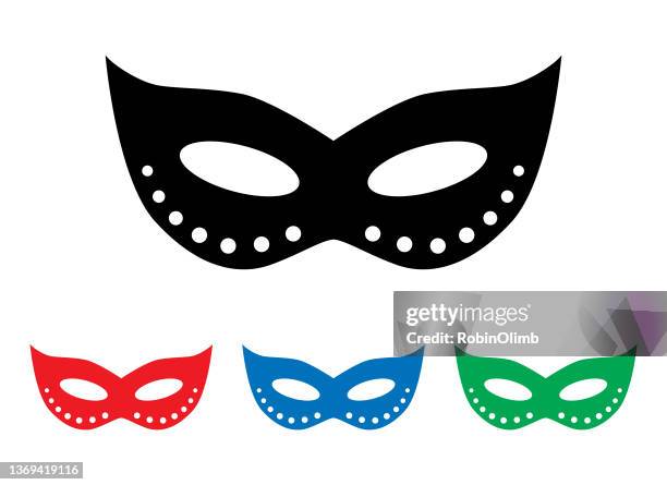 illustrazioni stock, clip art, cartoni animati e icone di tendenza di set di icone maschere in maschera carina - maschere di carnevale