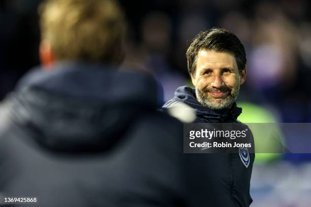 Head Coach Danny Cowley of Portsmouth FC before the Sky Bet League One match between Portsmouth and Burton Albion at Fratton Park on February 08,...