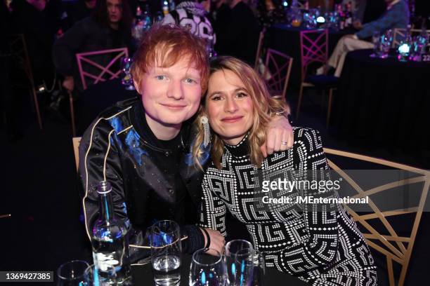 Ed Sheeran and Cherry Seaborn during The BRIT Awards 2022 at The O2 Arena on February 08, 2022 in London, England.