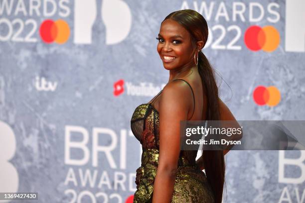 Oti Mabuse attends The BRIT Awards 2022 at The O2 Arena on February 08, 2022 in London, England.