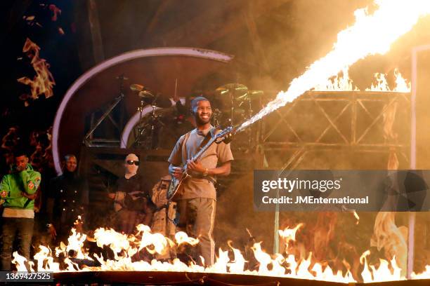 Dave perofrms during The BRIT Awards 2022 at The O2 Arena on February 08, 2022 in London, England.