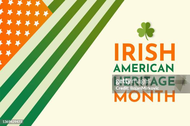 ilustraciones, imágenes clip art, dibujos animados e iconos de stock de tarjeta del mes de la herencia irlandesa americana. vector - march month