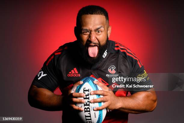 George Bower poses during the Crusaders Super Rugby 2022 headshots session at Rugby Park on February 03, 2022 in Christchurch, New Zealand.