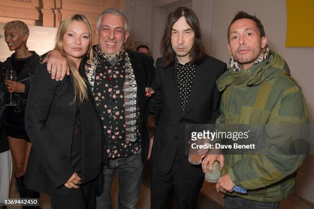 Kate Moss, Guest, Bobby Gillespie and Dan Macmillan attend 'The Fendi Set' book launch event at the Royal Academy of Arts on February 08, 2022 in...