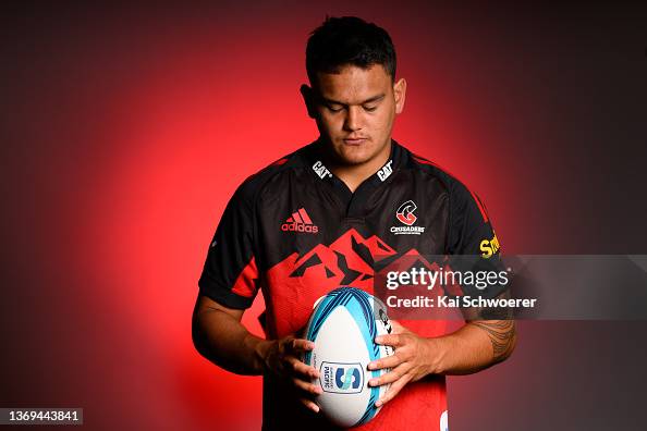 Daniel Rona poses during the Crusaders Super Rugby 2022 headshots ...
