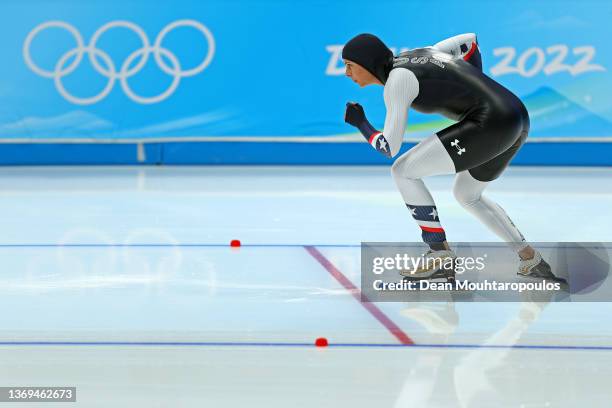 Brittany Bowe of Team United States skates during the Women's 1500m on day three of the Beijing 2022 Winter Olympic Games at National Speed Skating...