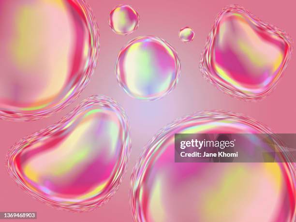 digital painted pink bubbles background - blobs stock pictures, royalty-free photos & images