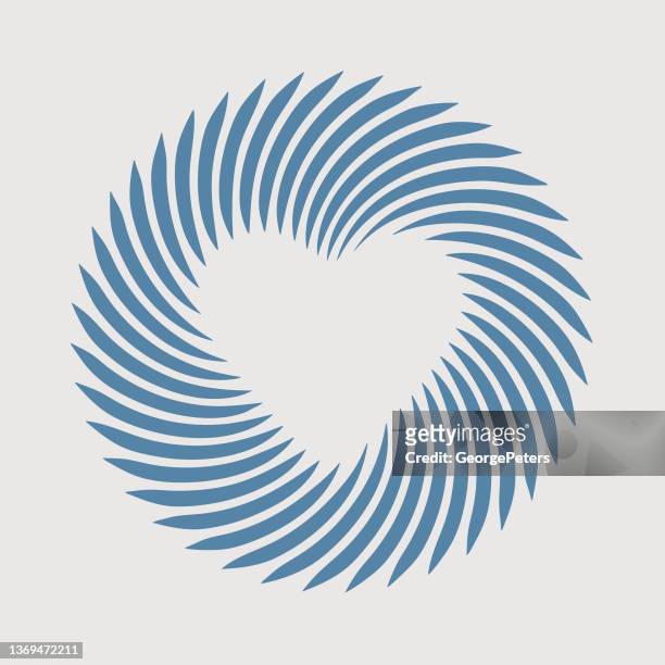 glowing spiral heart icon - confetti light blue background stock illustrations