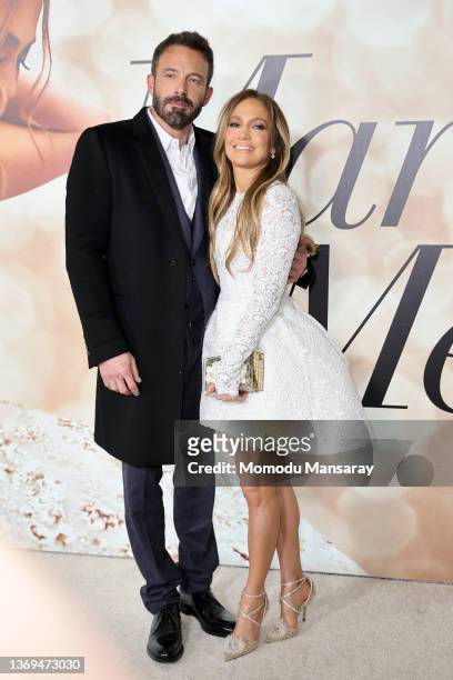 Ben Affleck and Jennifer Lopez attend the Los Angeles Special Screening of "Marry Me" on February 08, 2022 in Los Angeles, California.