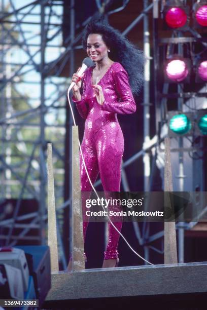 Diana Ross performs on The Great Lawn in Central Park in New York City on July 21, 1983.