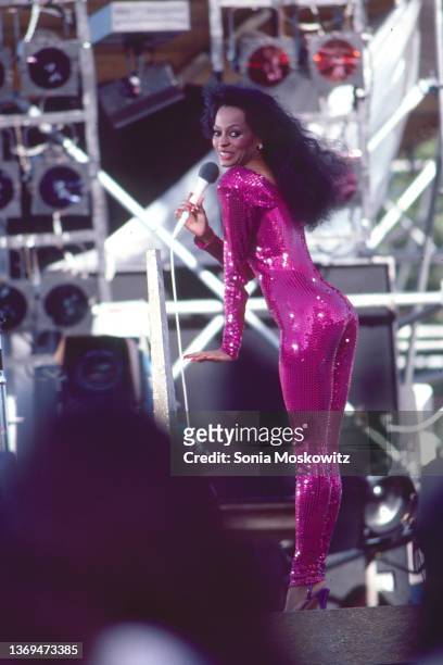 Diana Ross performs on The Great Lawn in Central Park in New York City on July 21, 1983.
