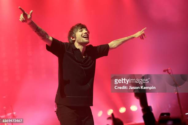 Recording artist Louis Tomlinson performs at the Ryman Auditorium on February 08, 2022 in Nashville, Tennessee.