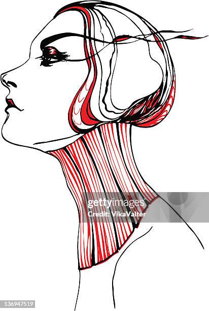 ilustraciones, imágenes clip art, dibujos animados e iconos de stock de elegantes - longitud de pelo