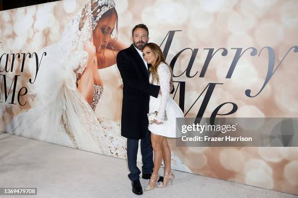 Ben Affleck and Jennifer Lopez attend the Los Angeles Special Screening of "Marry Me" on February 08, 2022 in Los Angeles, California.