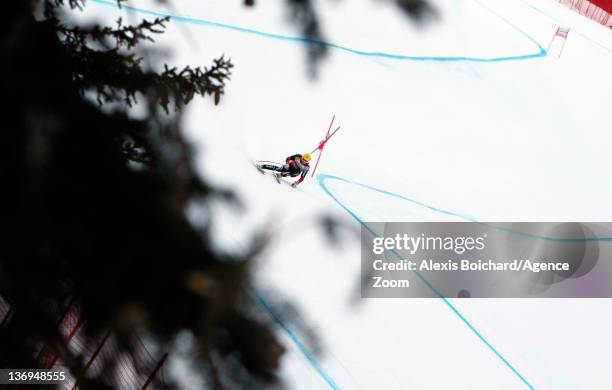 Ivica Kostelic of Croatia competes on his way to taking 1st place during the Audi FIS Alpine Ski World Cup Men's Super Combined on January 13, 2012...