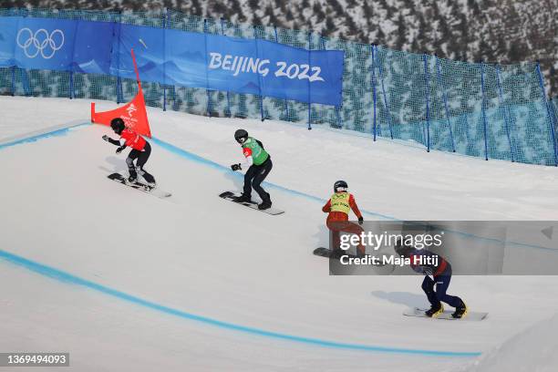 Faye Gulini of Team United States, Kristina Paul of Team ROC, Tess Critchlow of Team Canada and Vendula Hopjakova of Team Czech Republic compete...