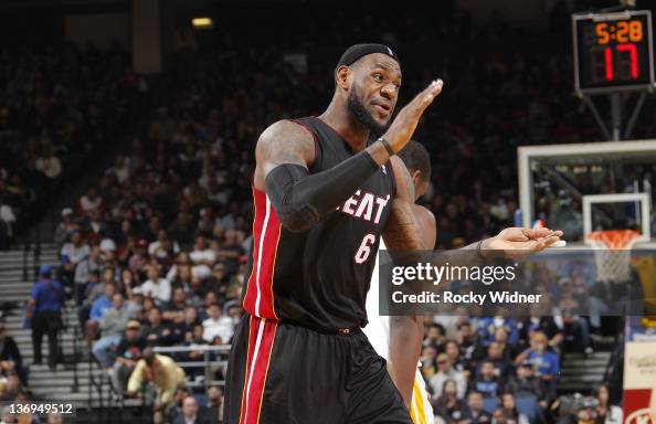 Lebron James of the Miami Heat pumps up his team during a game