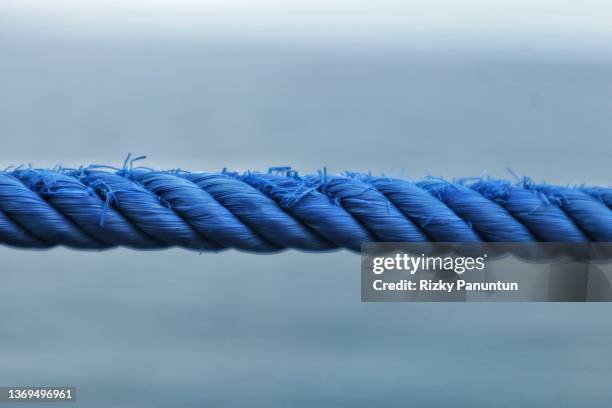 close-up of blue rope - boat old stock-fotos und bilder