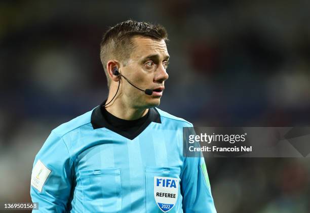 Match referee Clement Turpin during the FIFA Club World Cup UAE 2021 Semi Final match between Palmeiras and Al Ahly at Al Nahyan Stadium on February...