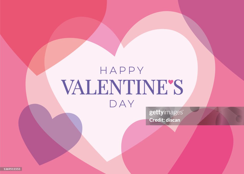 Valentines Day greeting card with hearts.