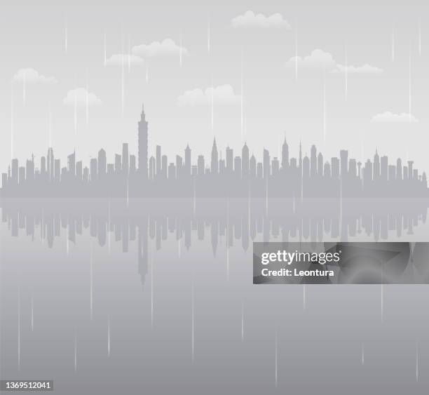 taipei skyline (alle gebäude sind vollständig und beweglich) - taipeh gegenlicht stock-grafiken, -clipart, -cartoons und -symbole