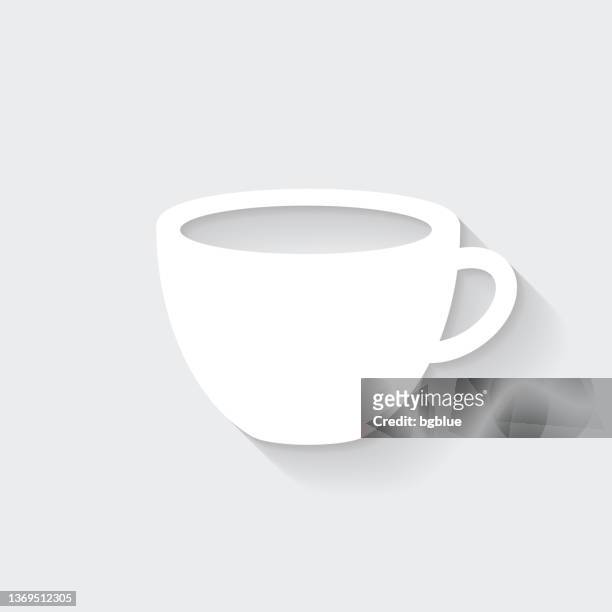 tasse. icon mit langem schatten auf leerem hintergrund - flat design - blank coffee cup stock-grafiken, -clipart, -cartoons und -symbole