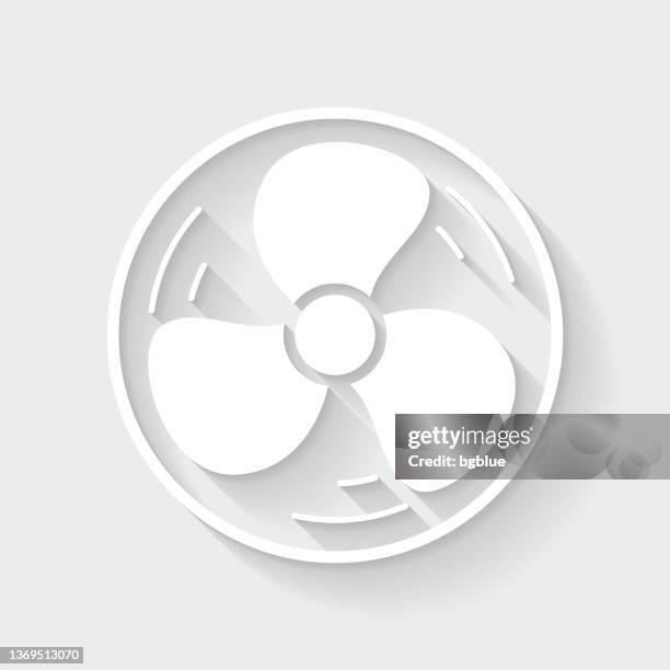 fan. icon with long shadow on blank background - flat design - fan blowing stock illustrations