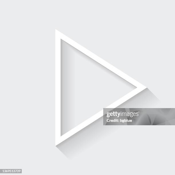 play. icon with long shadow on blank background - flat design - white play button stock illustrations