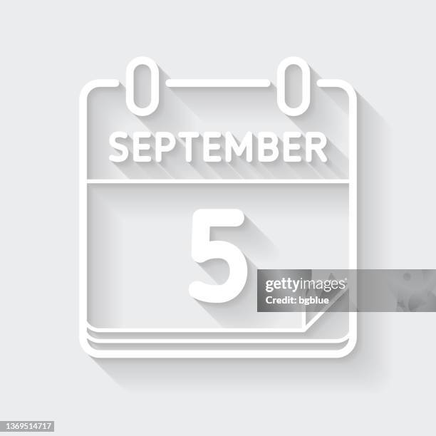 ilustraciones, imágenes clip art, dibujos animados e iconos de stock de 5 de septiembre. icono con sombra larga sobre fondo en blanco - diseño plano - day 5