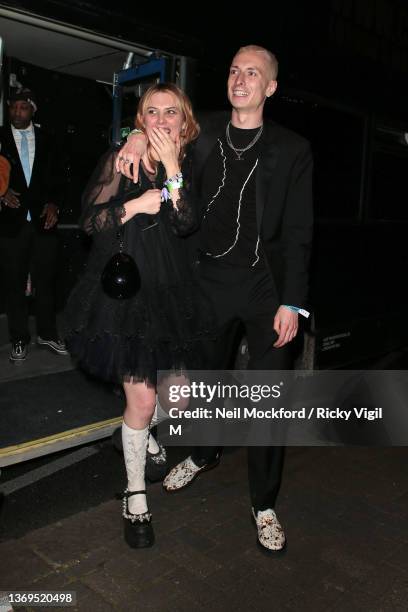 Wolf Alice’s Ellie Rowsell and Theo Ellis seen at BRIT Awards 2022 Sam Fender's After Party at Four Quarters in Peckham on February 08, 2022 in...