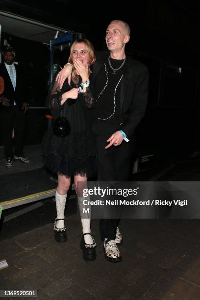 Wolf Alice’s Ellie Rowsell and Theo Ellis seen at BRIT Awards 2022 Sam Fender's After Party at Four Quarters in Peckham on February 08, 2022 in...